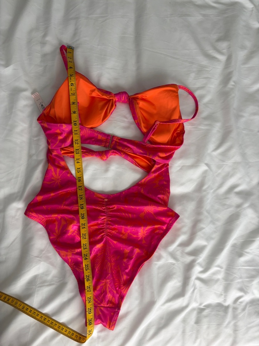 NWT Victoria’s Secret Hot Pink / Orange Floral Cut-Out One-Piece Swimsuit - Picture 10 of 13